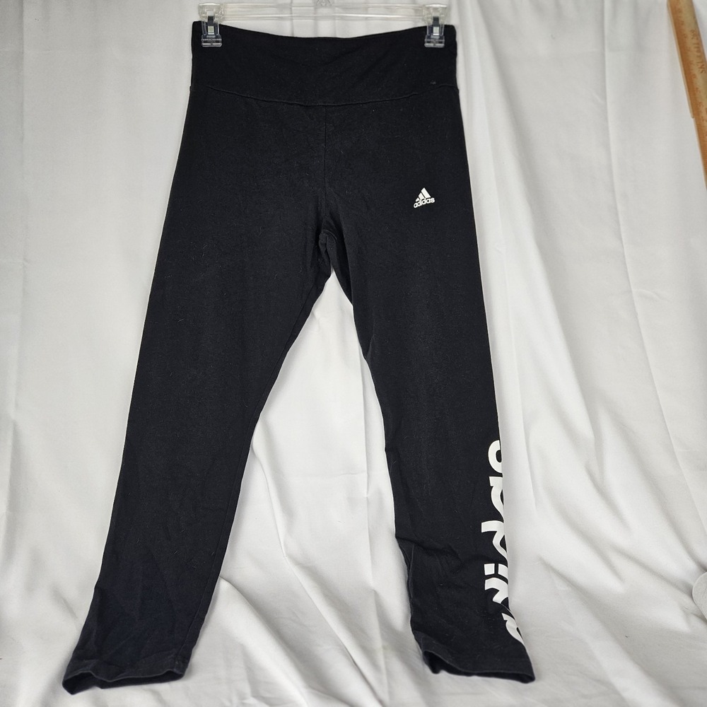Adidas Yoga Leggings Womens Large (Actual 29X27)‎ Black Mid Rise Stretch Pull On